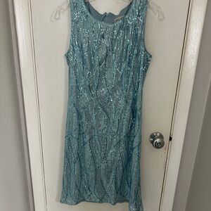 Elegant Blue Sequin Dress